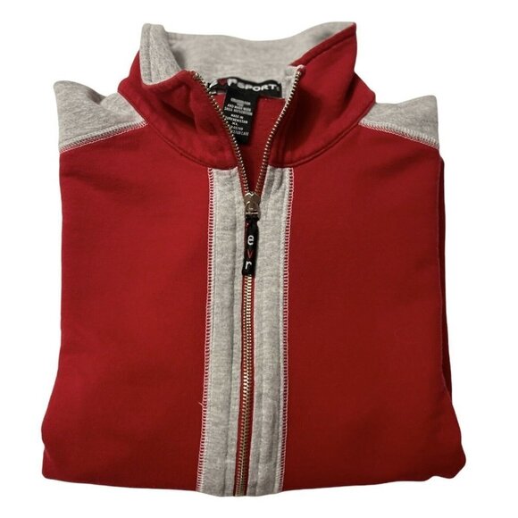 Vintage EVR SPORT Women's Zip Up Jacket 90's/y2k‎ 100% cotton X-Large Red & Grey - Picture 5 of 5